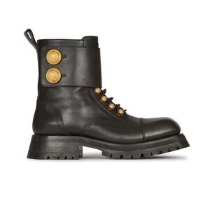 NWT Balmain Paris Ranger Army ankle boots black leather golden hardware - 36